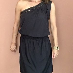 Angie One Shoulder Embellished Dress Gray M